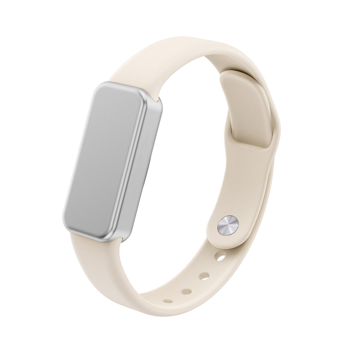 Fort silver device with silicone bone strap, hero view